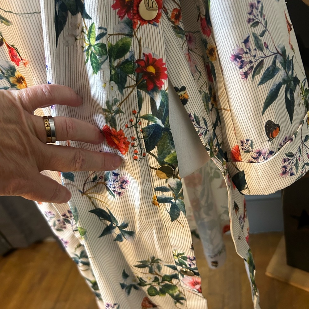 Expressions Floral Kimono with Red and Green Accents - Picture 2 of 5